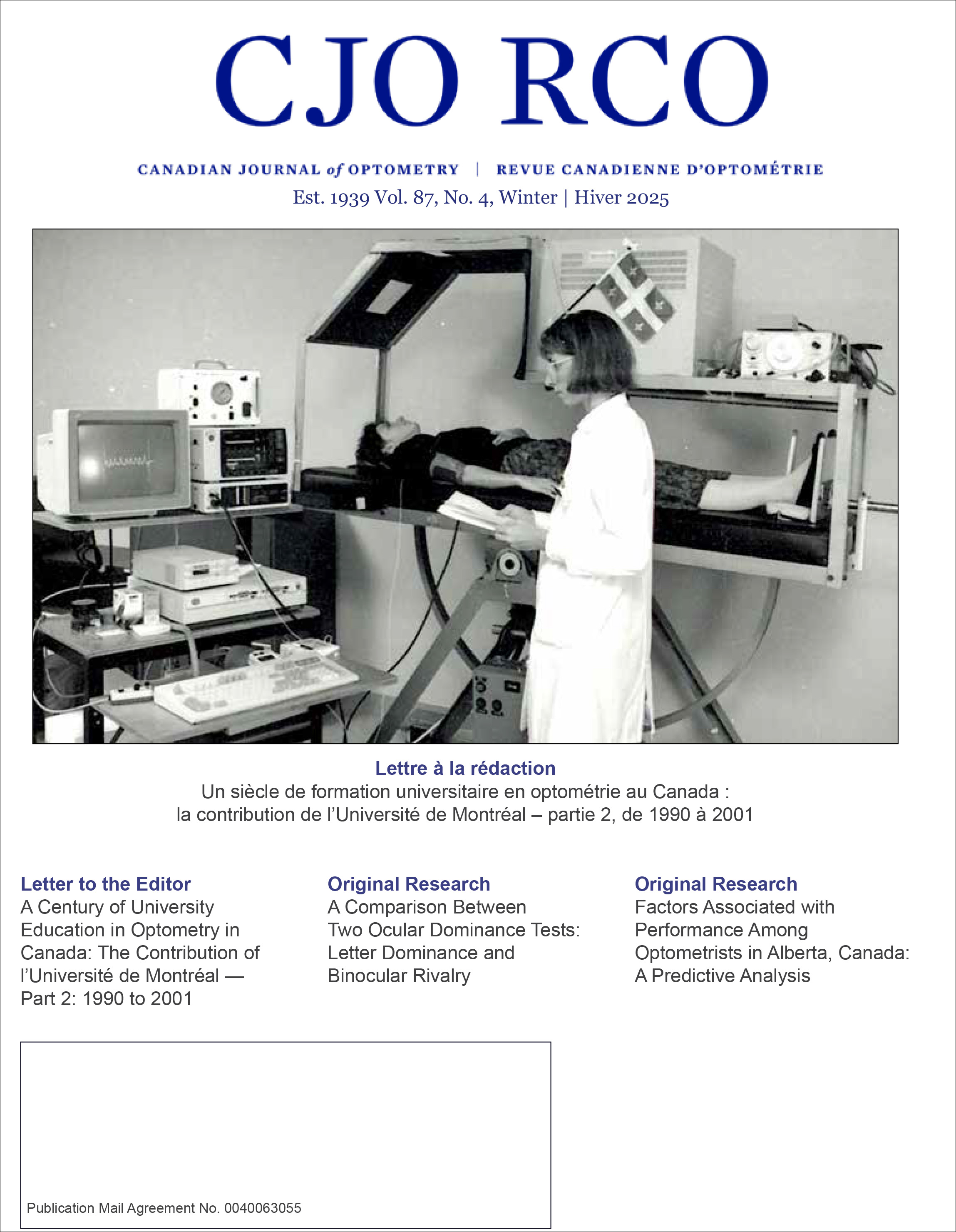 					View Vol. 87 No. 4 (2025): CJO Winter 2025
				