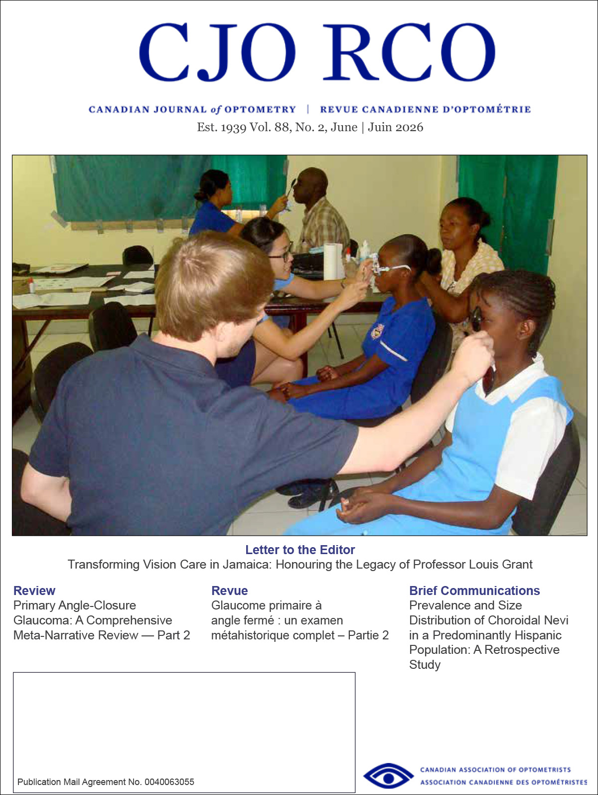 Cover of the Canadian Journal of Optometry / Revue canadienne d’optométrie for March / mars 2026.